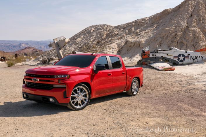 This truck was featured at the 2019 SEMA show in the Truck Hero booth featuring BAK Industries Relvolver X4 bed cover, Belltech 5/7 static drop, Budnik 24" custom wheels.